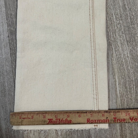 ZARA High Waisted Wide Leg Jeans Cream Tan Contrast Stitch Raw Hem Women US 4 - Picture 8 of 10